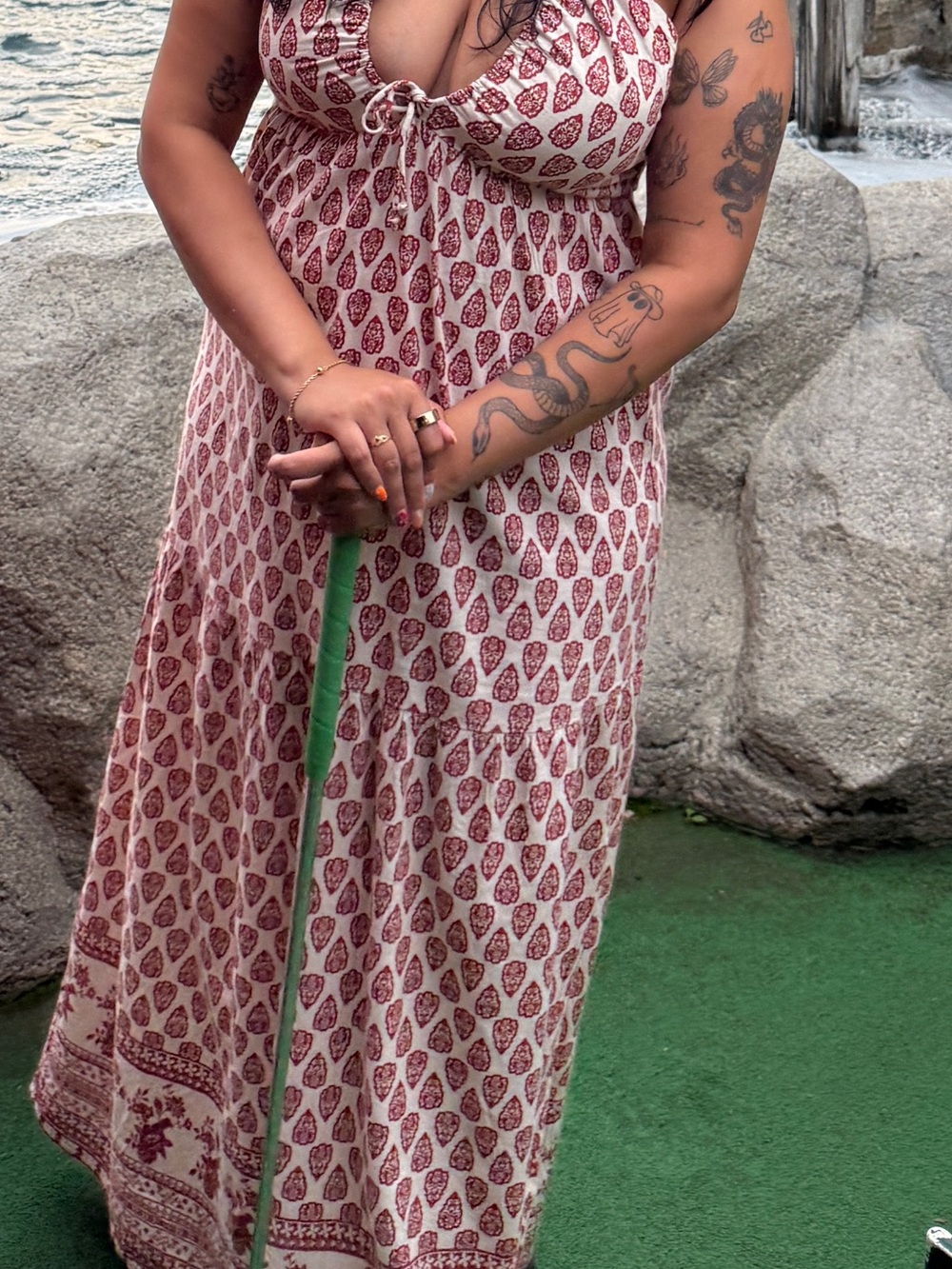 Boho Pink Printed Maxi Dress
